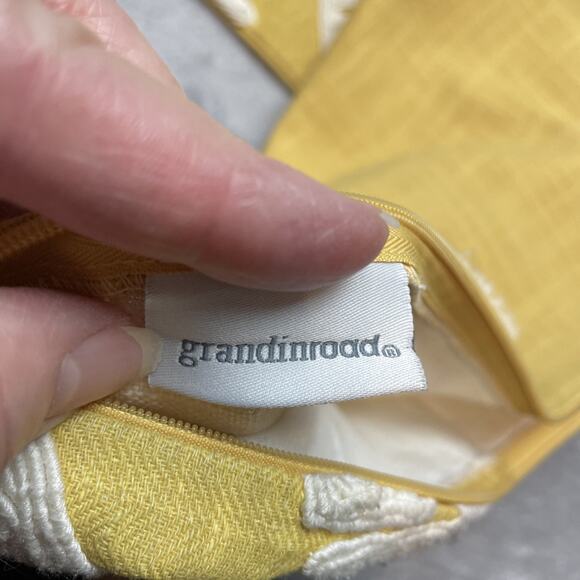 Grandin Road Pillow Covers (2) Square 18"x18" Yellow Ivory Linen Cotton Textured - Picture 3 of 7